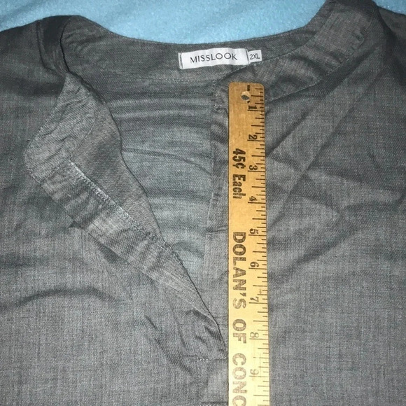 MISSLOOK tunic short sleeve raw edges lightweight v-neck high low gray size 2XL - Picture 5 of 8